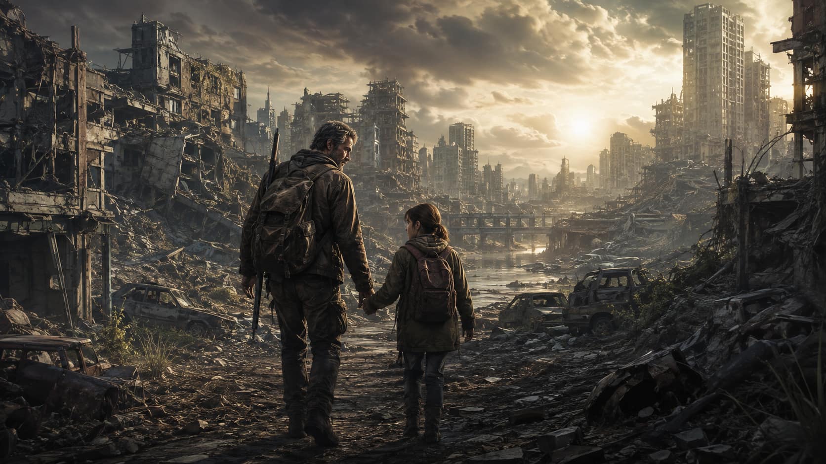 Father and daughter in a movie scene from a film