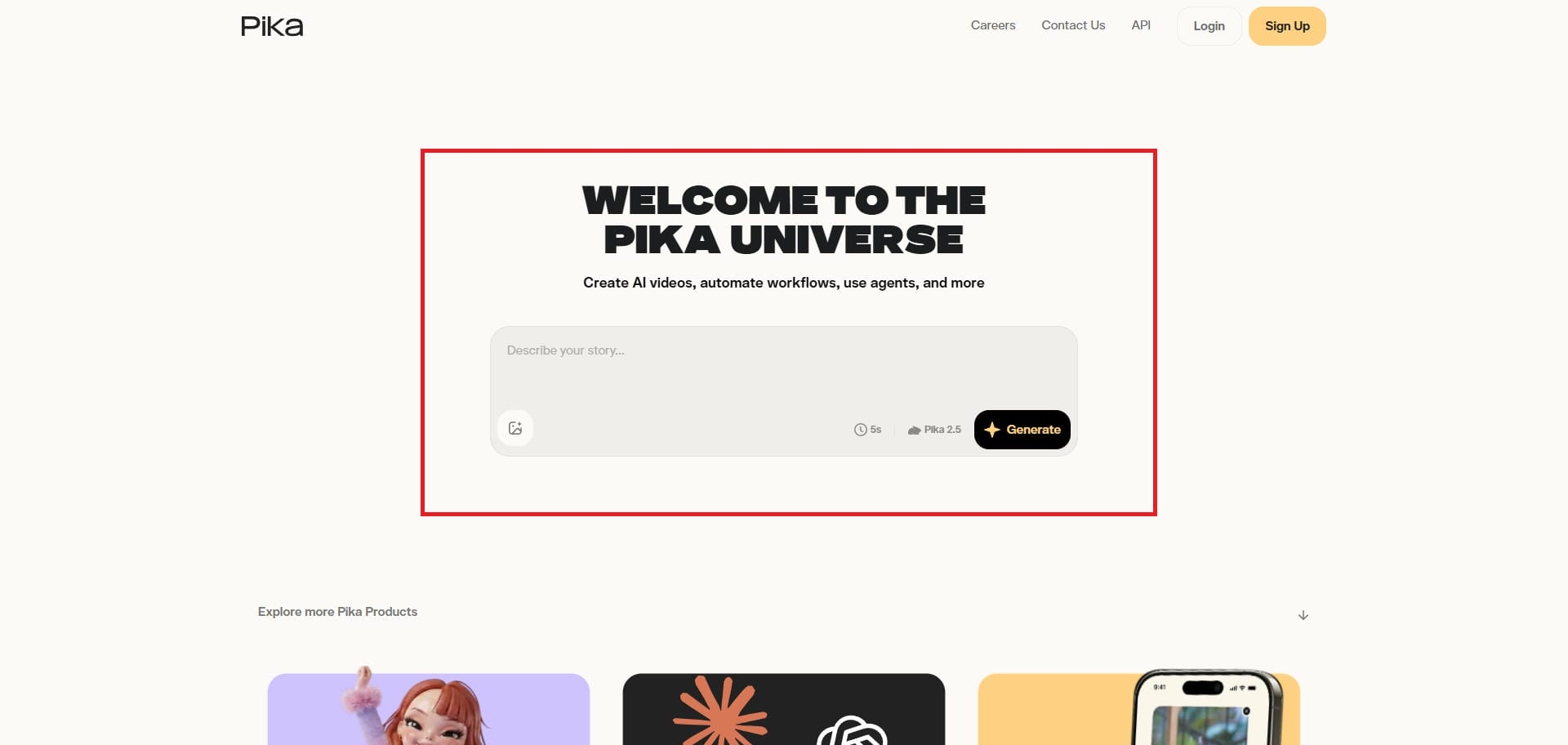 Access Pika AI video generator