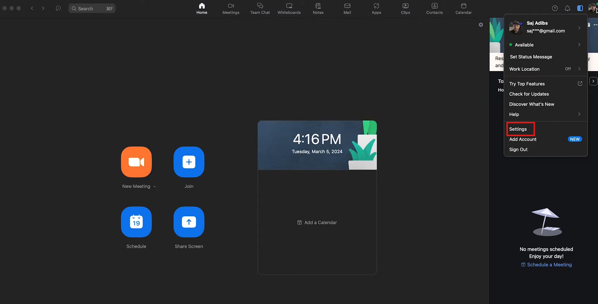 Go to Settings
