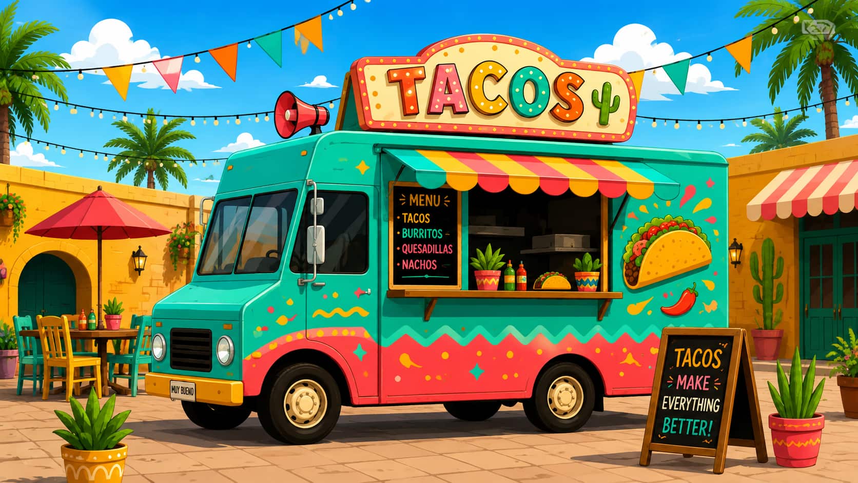 text 14. Food truck festivals with playful vector art