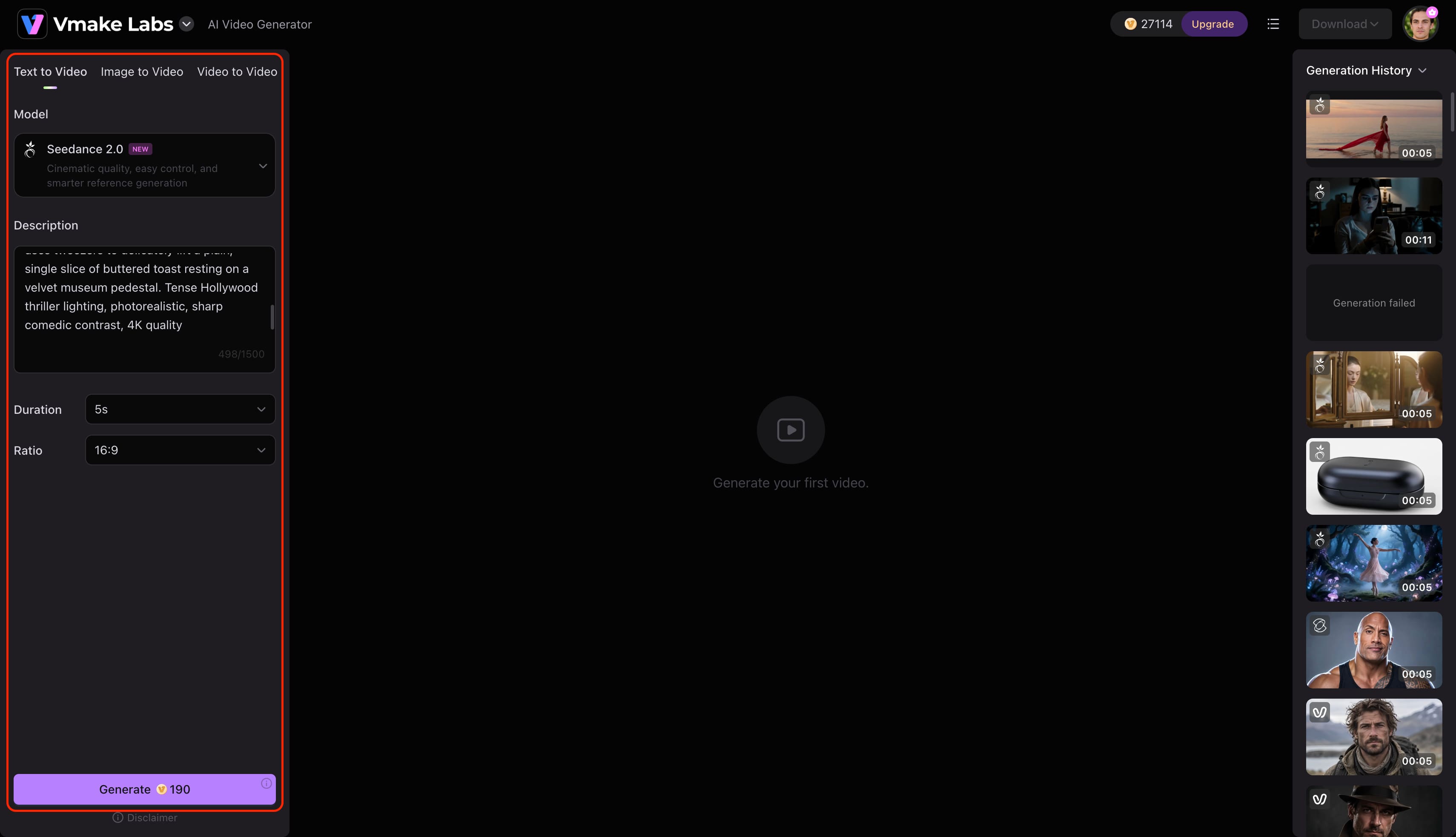 Step 1: Access the AI video generator feature