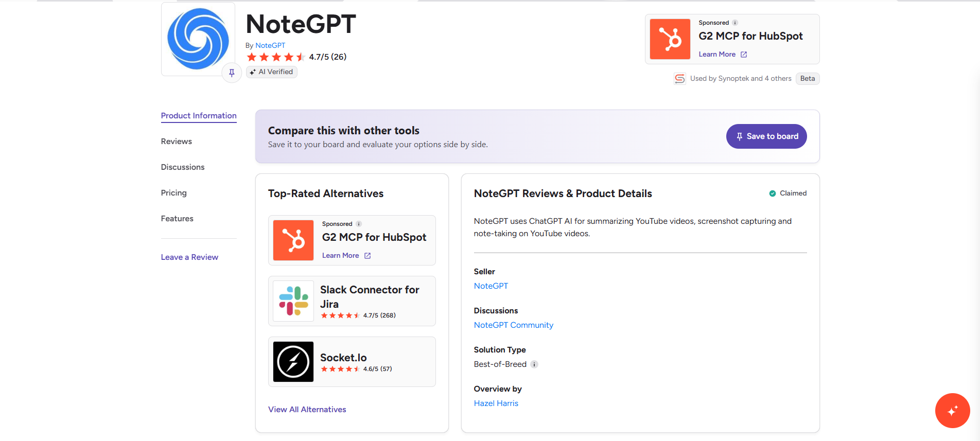 text NoteGPT on G2