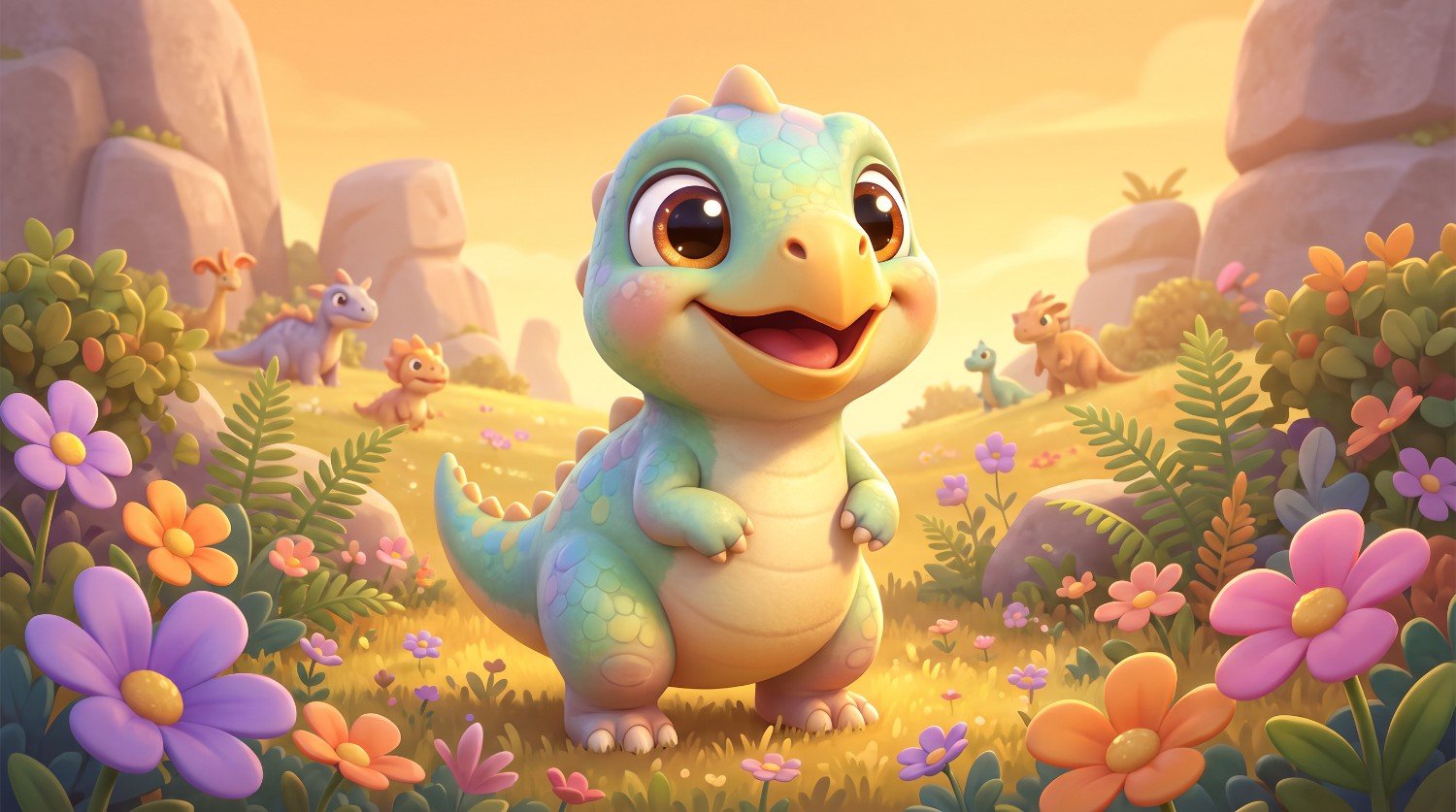 Cute cartoon dinosaur character