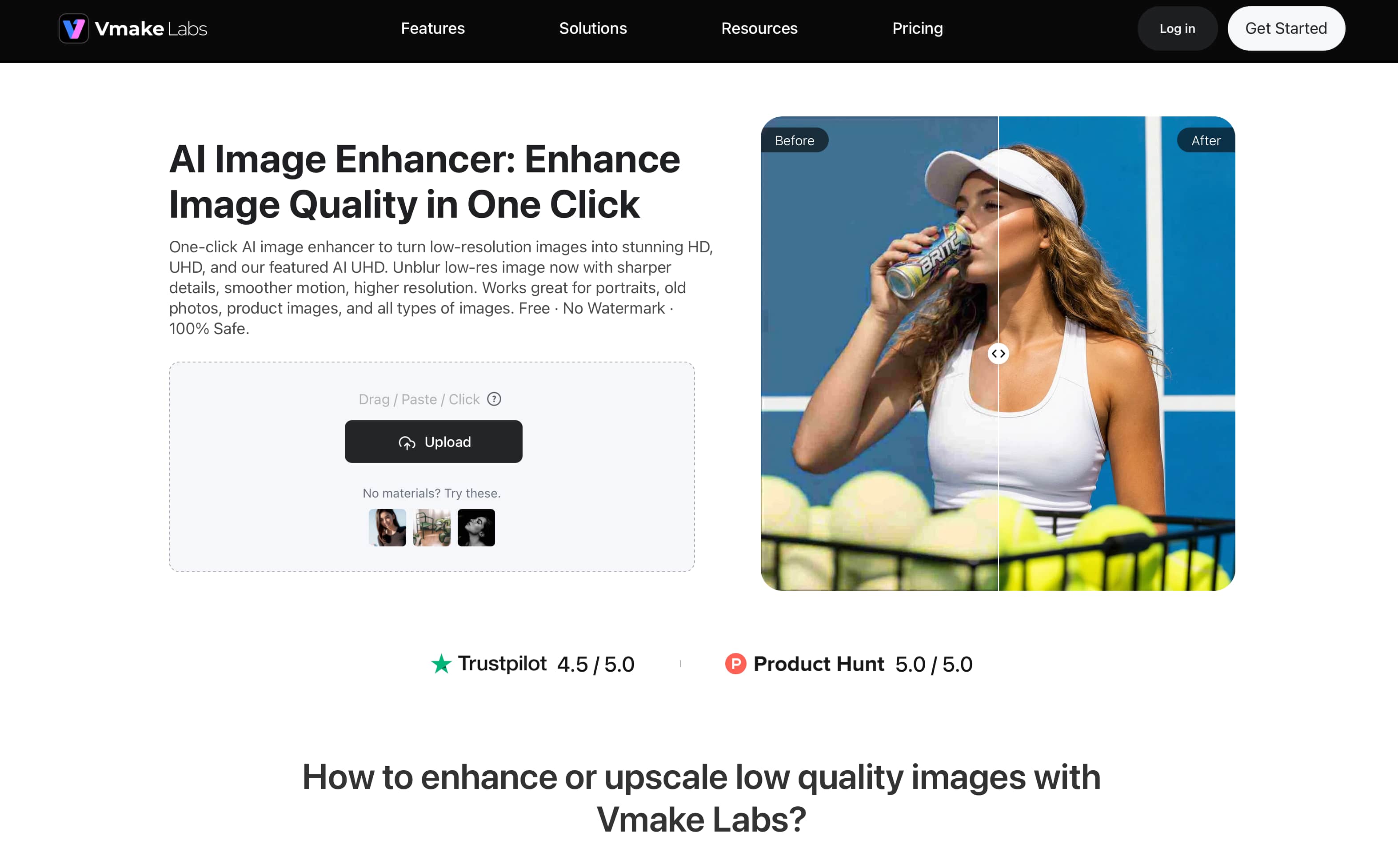 text Vmake Labs Image Enhancer