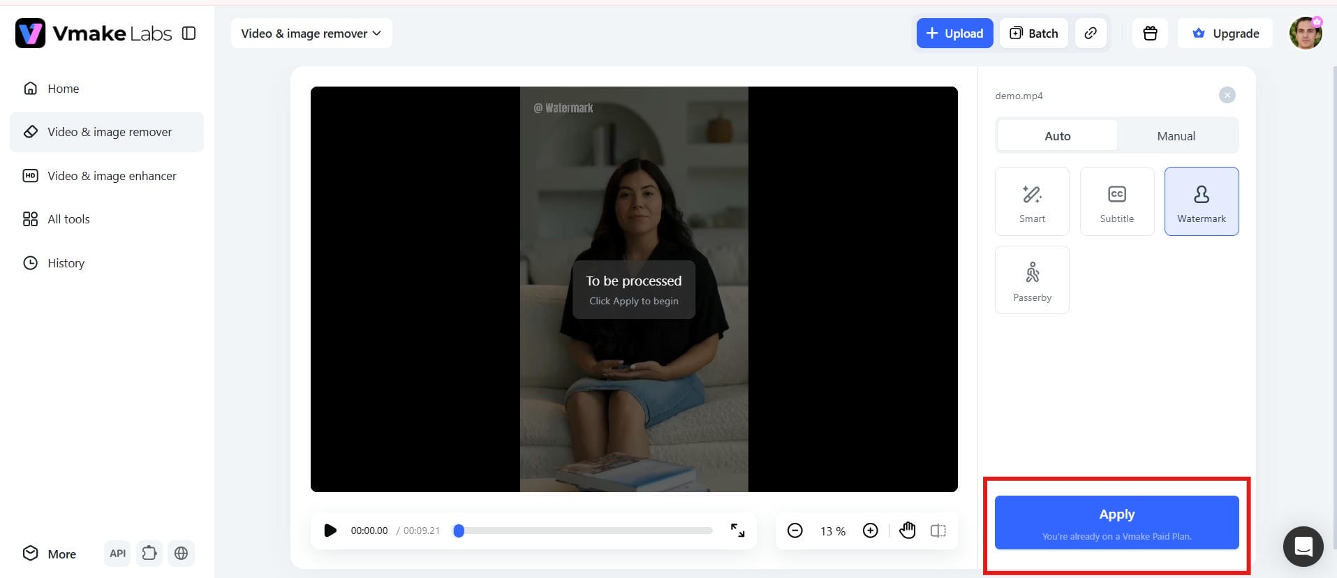 text Apply AI and generate the video