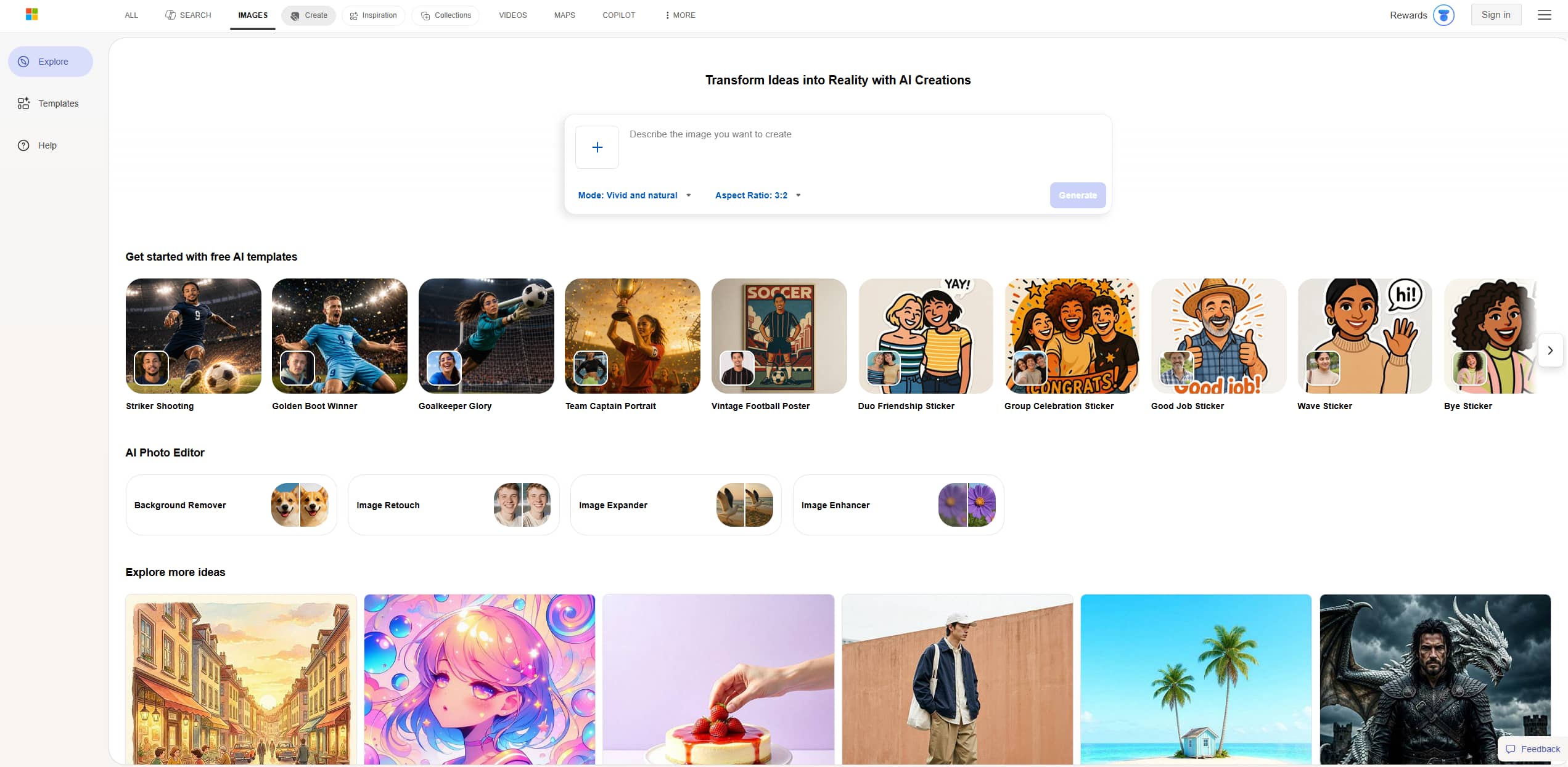 text Microsoft Bing AI image generator