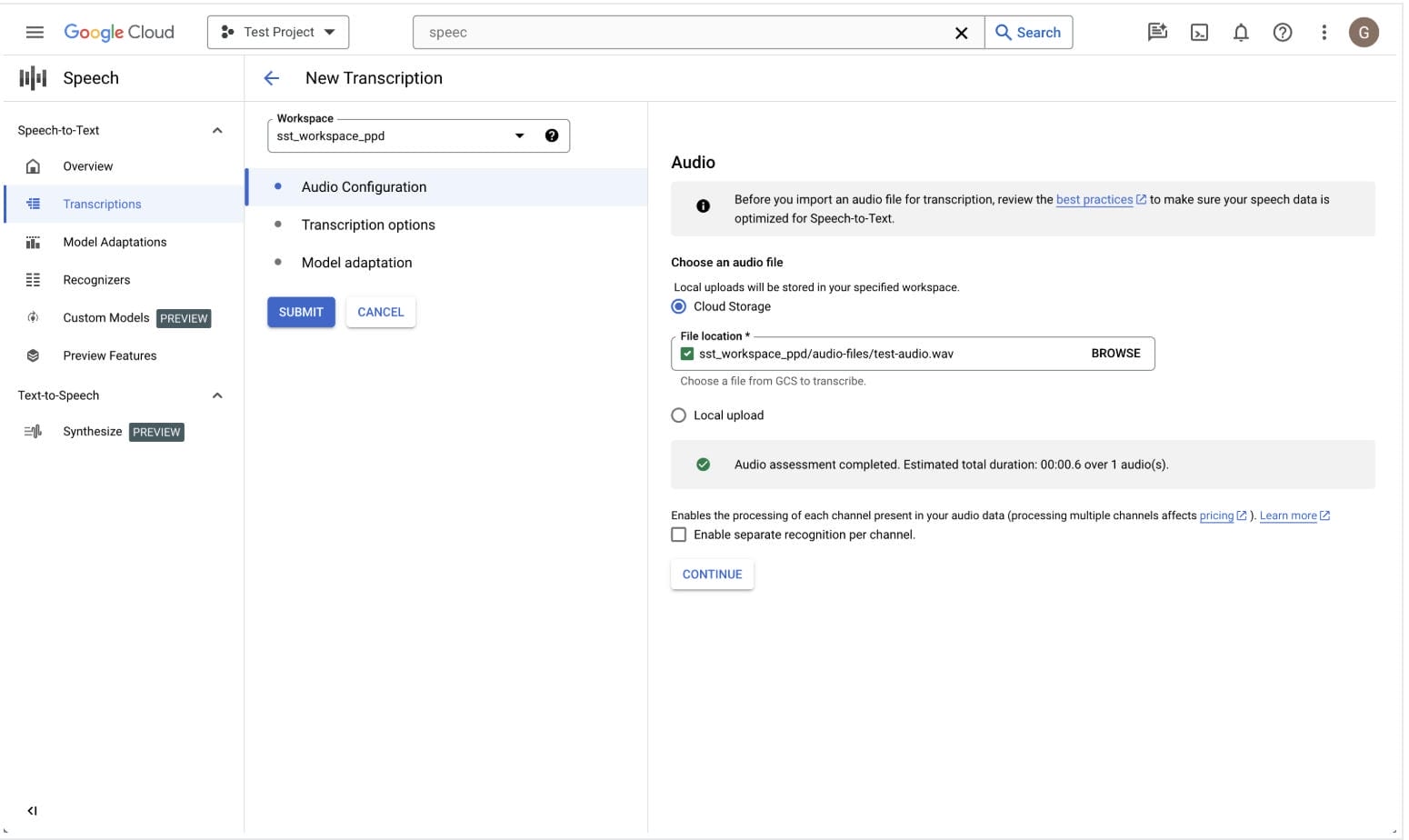 text Upload your audio and start transcription
