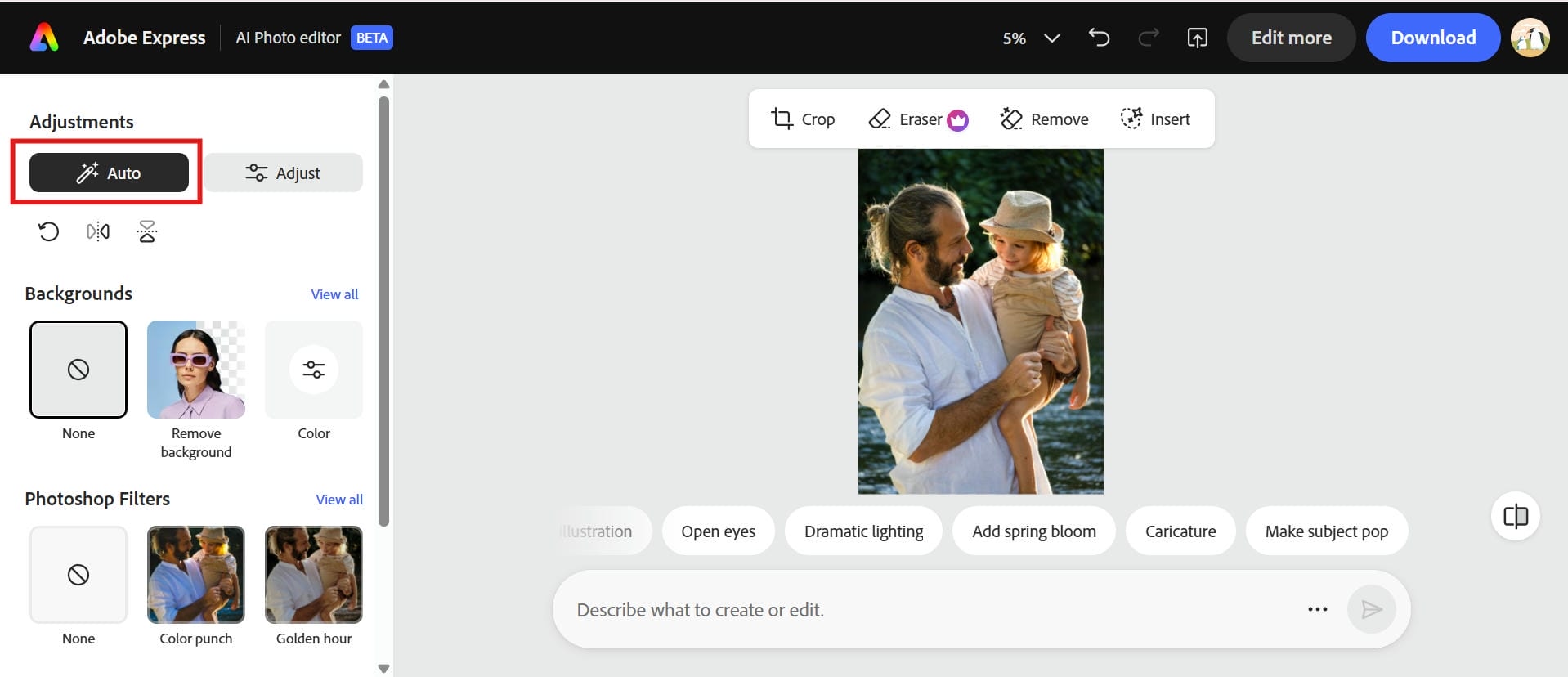 text Click the auto tool to enhance your image