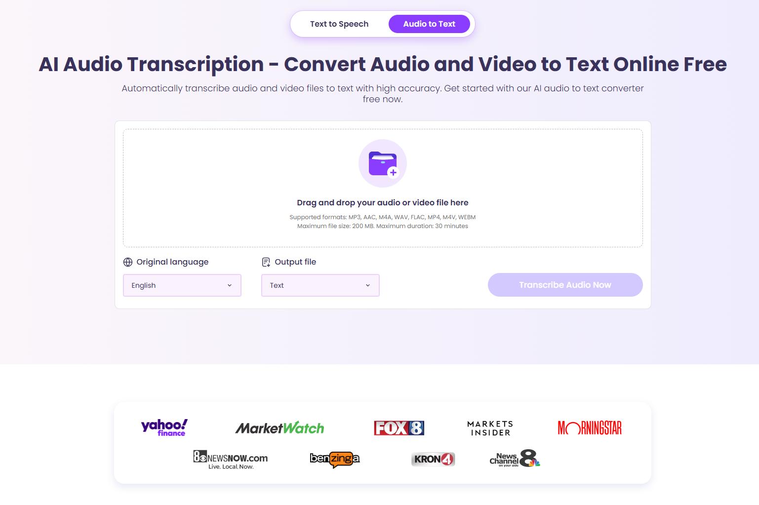 text Vidnoz AI audio-to-text