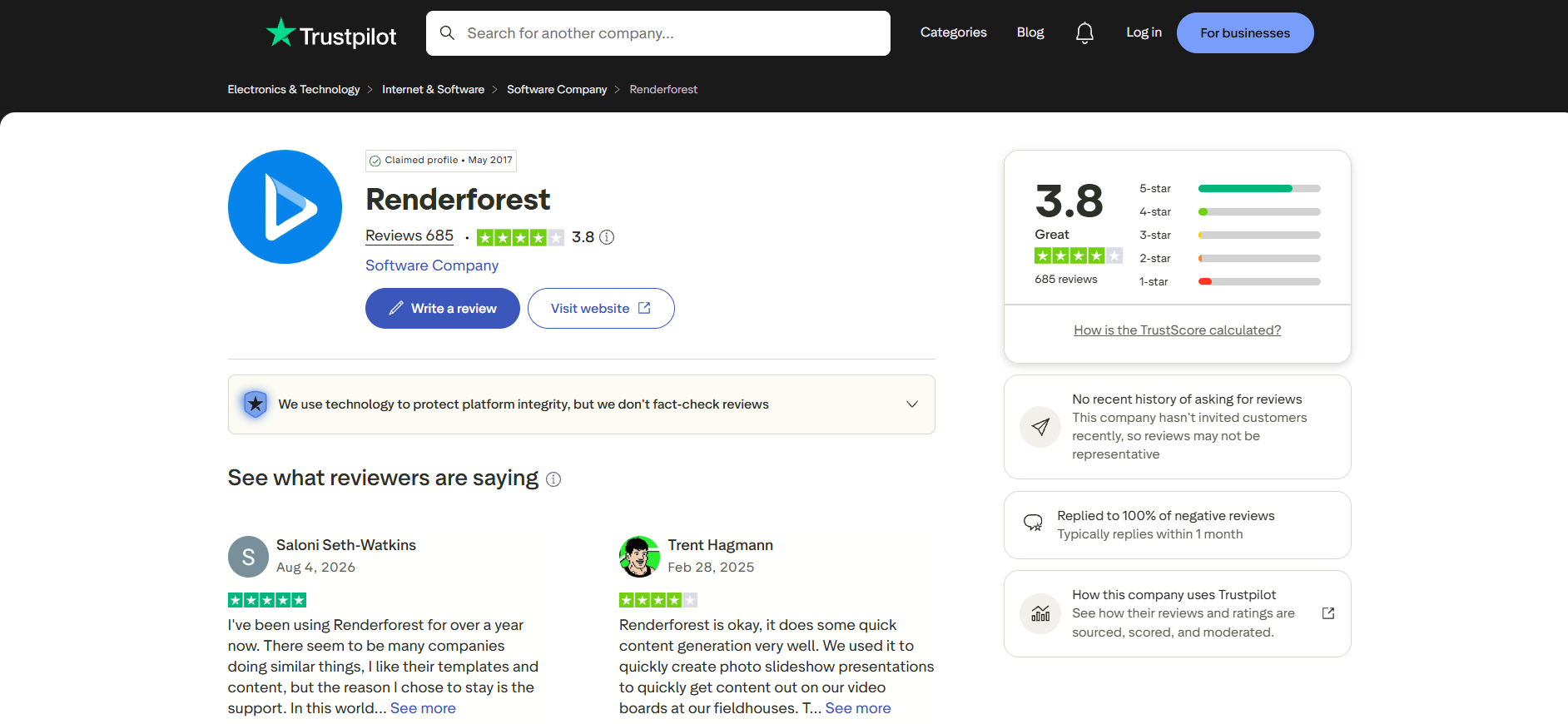 Trustpilot reviews