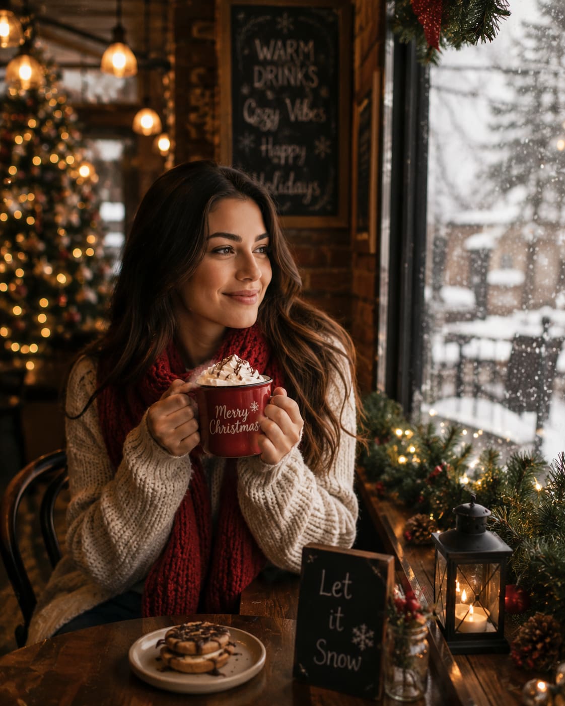 Cozy Christmas Café Scene