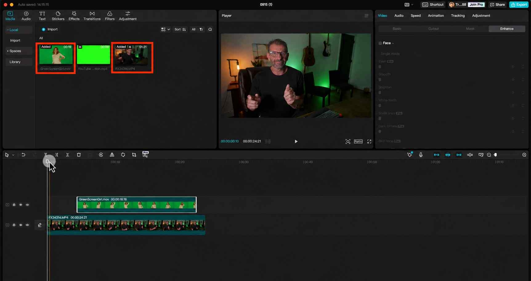  Import Your Background and Green Screen Clips