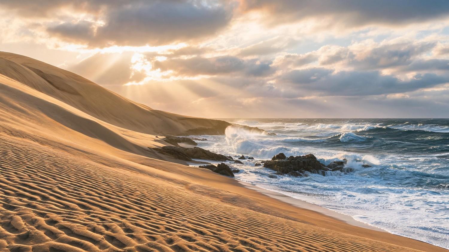 text Dramatic desert beach landscape