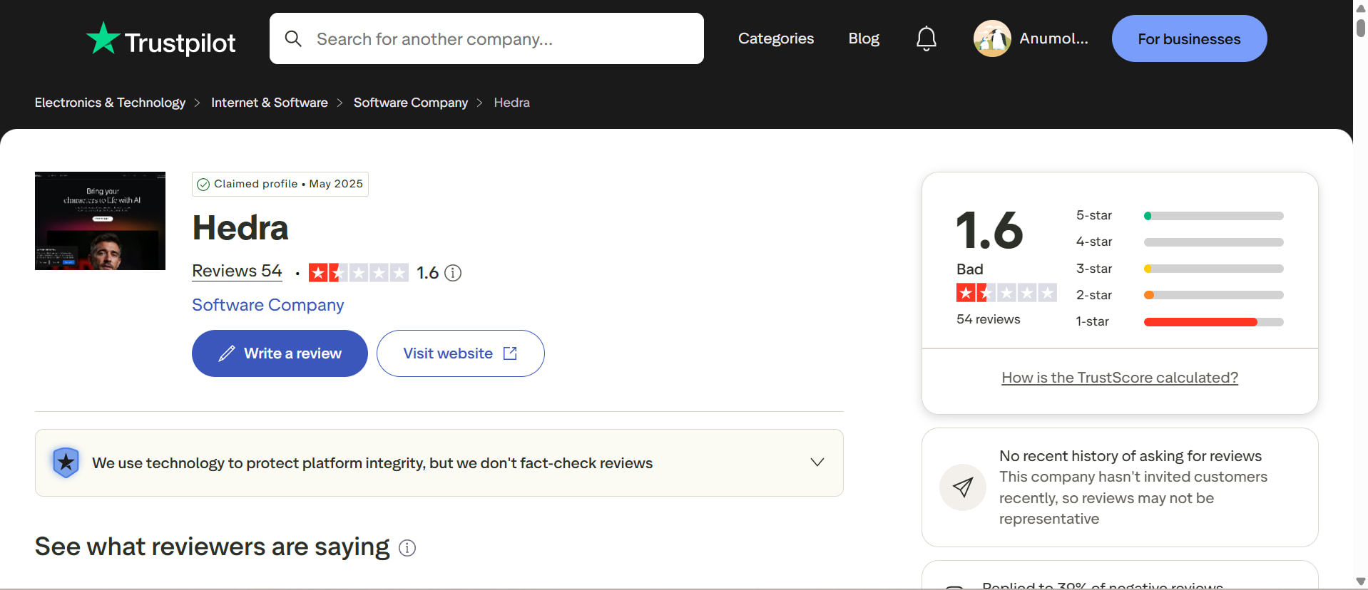 text Trustpilot review