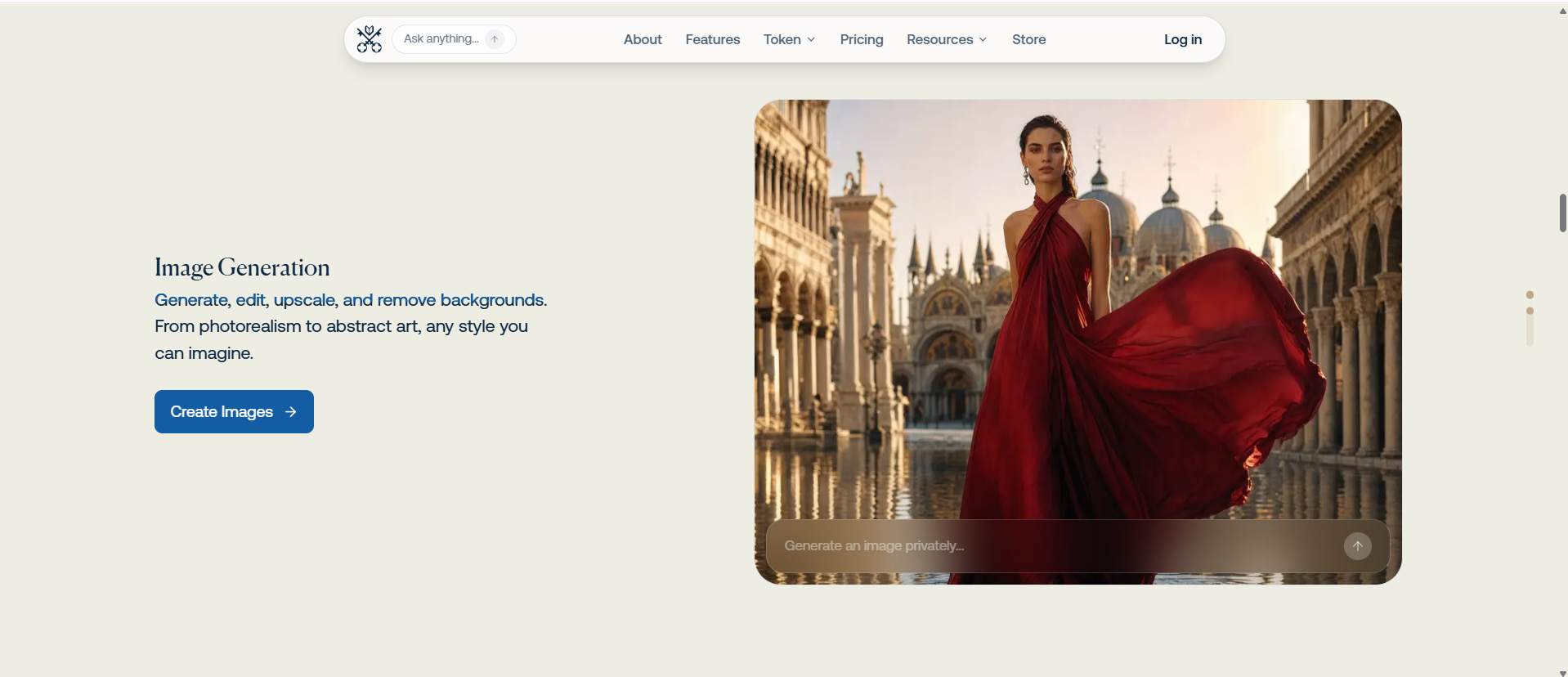 text Open the image generation workspace