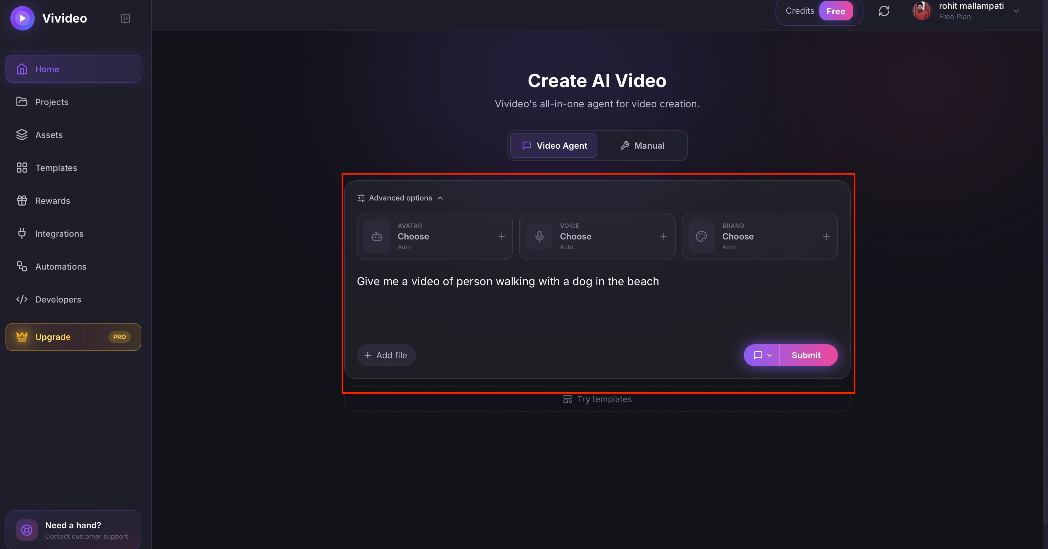 text Vivideo AI