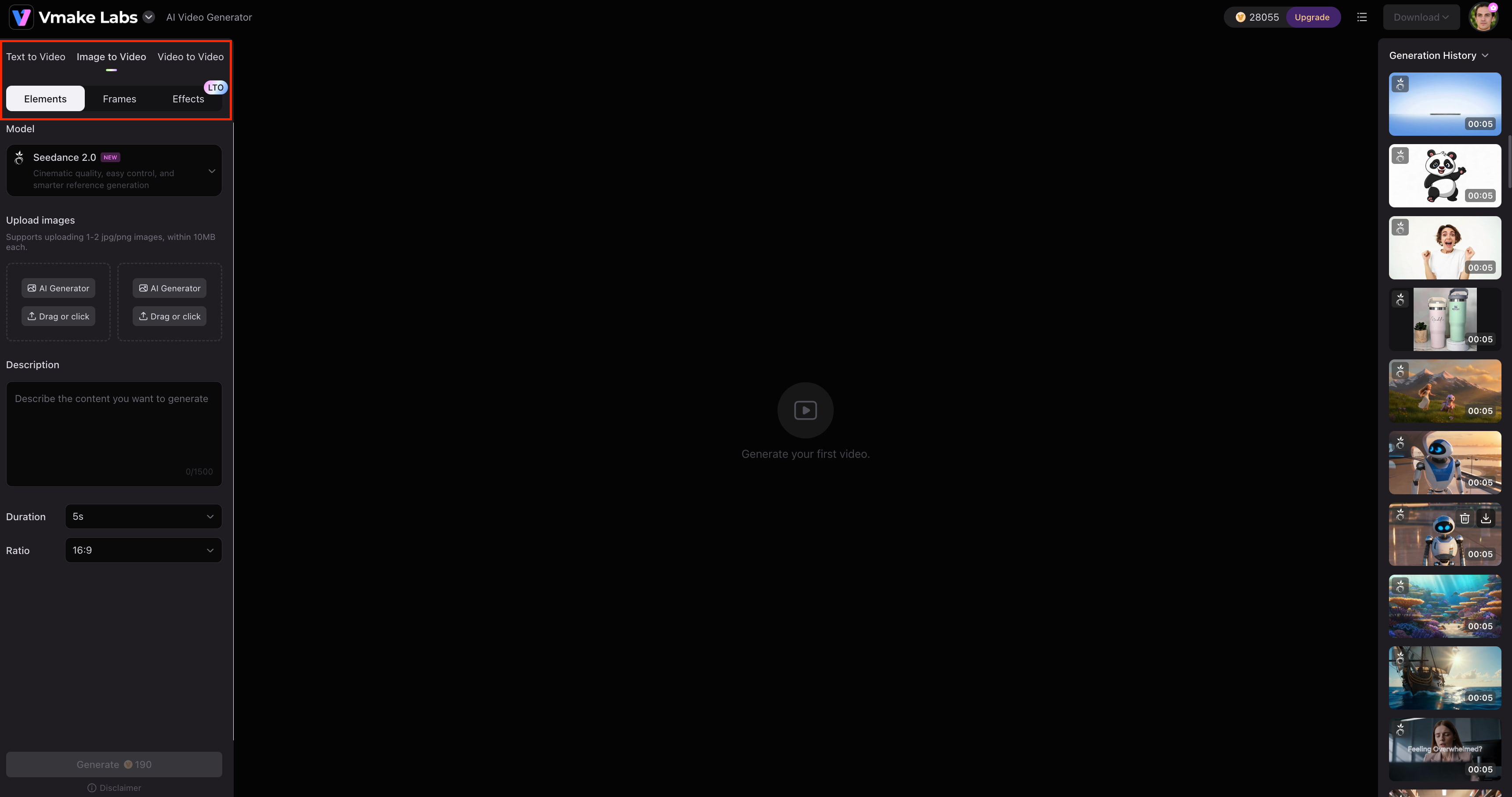 text Choose a video generation method