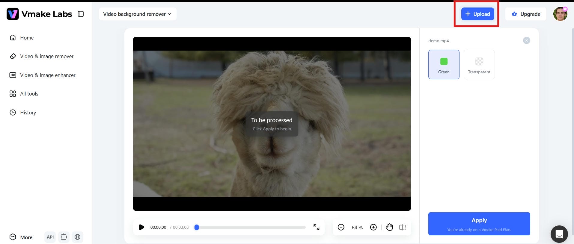 Upload Your Video to Vmake Labs