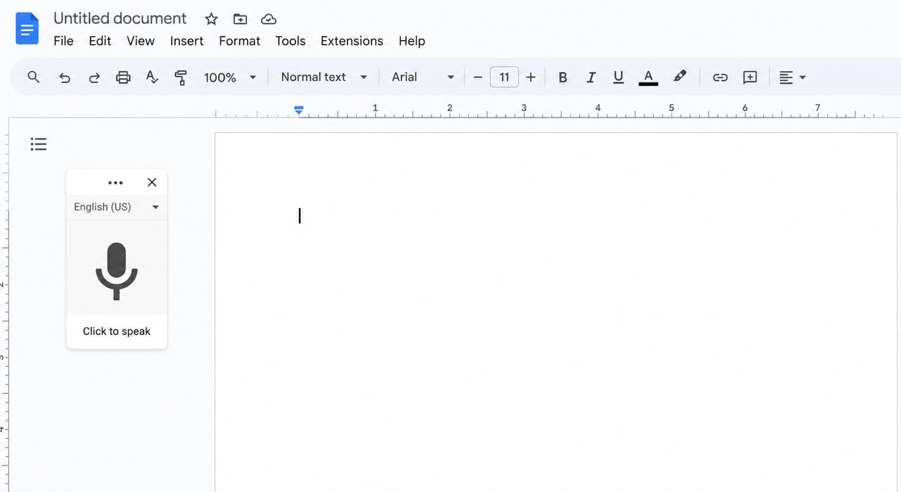 text Open Google Docs and enable Voice Typing