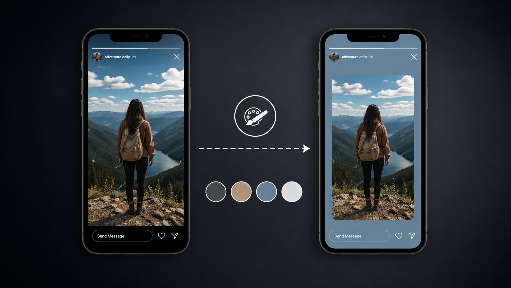Change instagram story background behind video