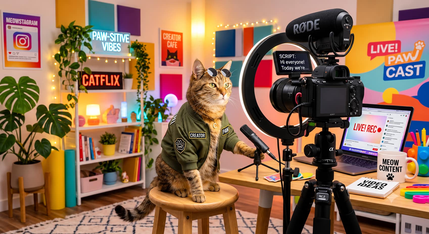 text Cat as a social media influencer