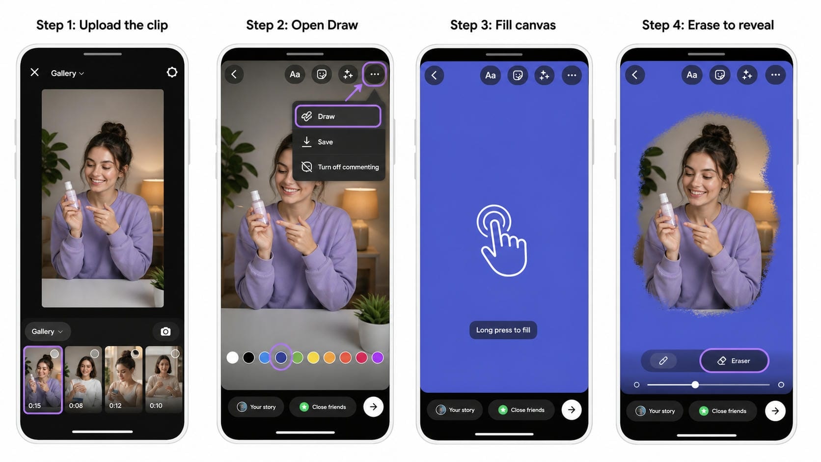 Steps guide to change instagram story color