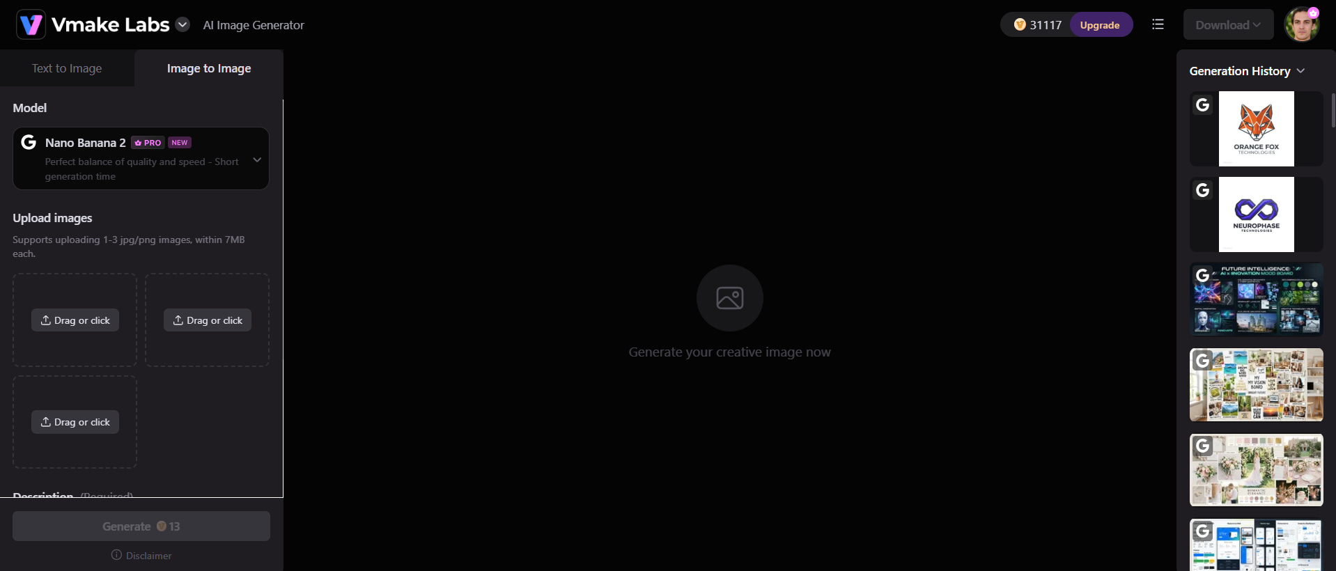 text Open the Vmake Labs AI image generator