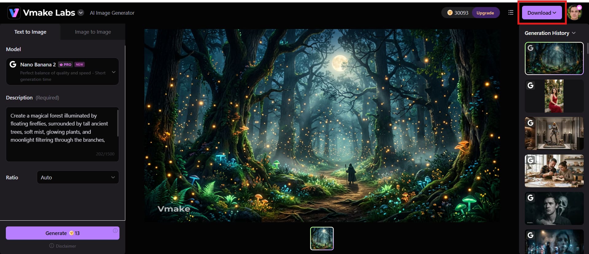 Generate, refine, and download your image