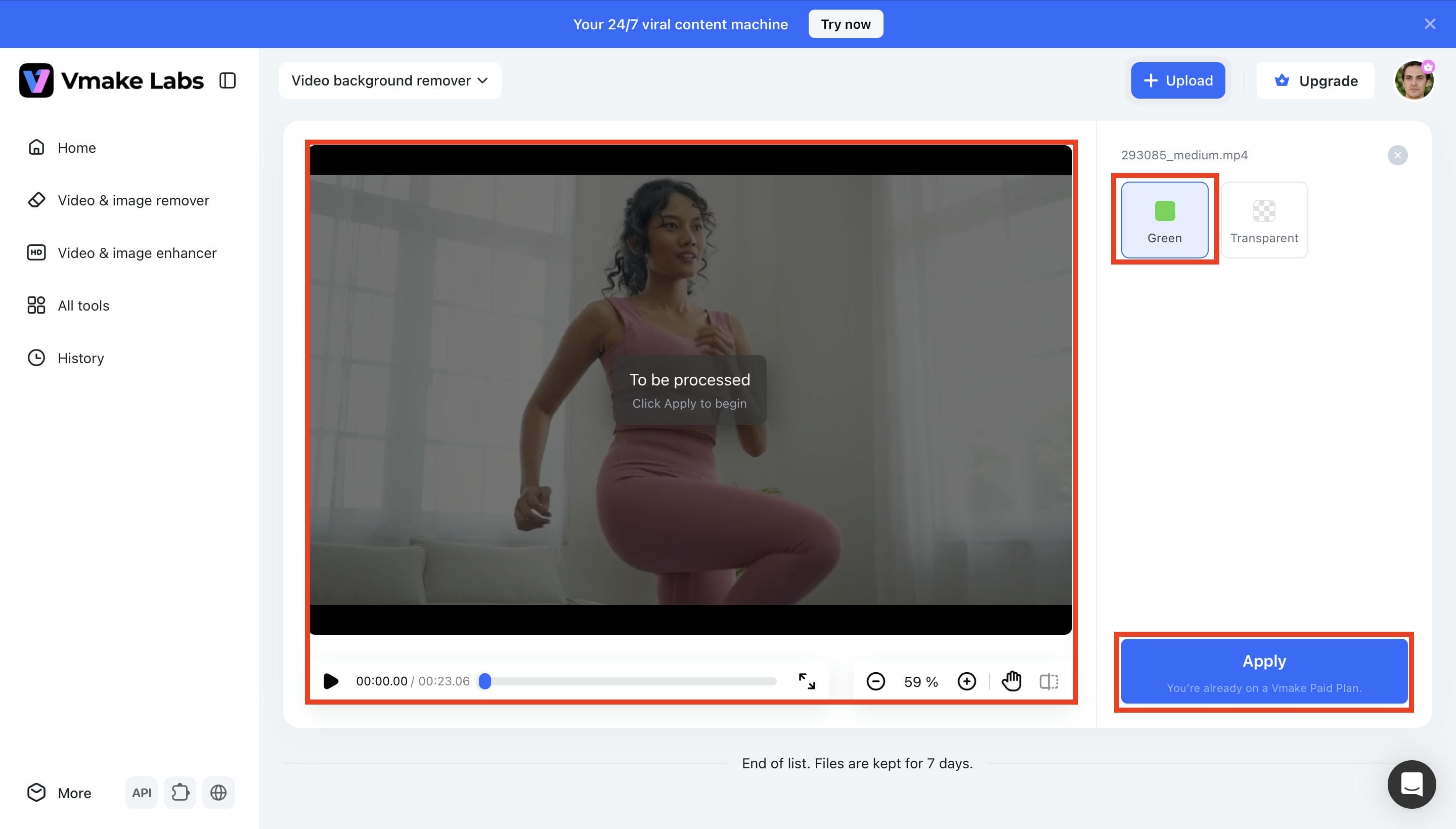 Select Your Output Background and Apply