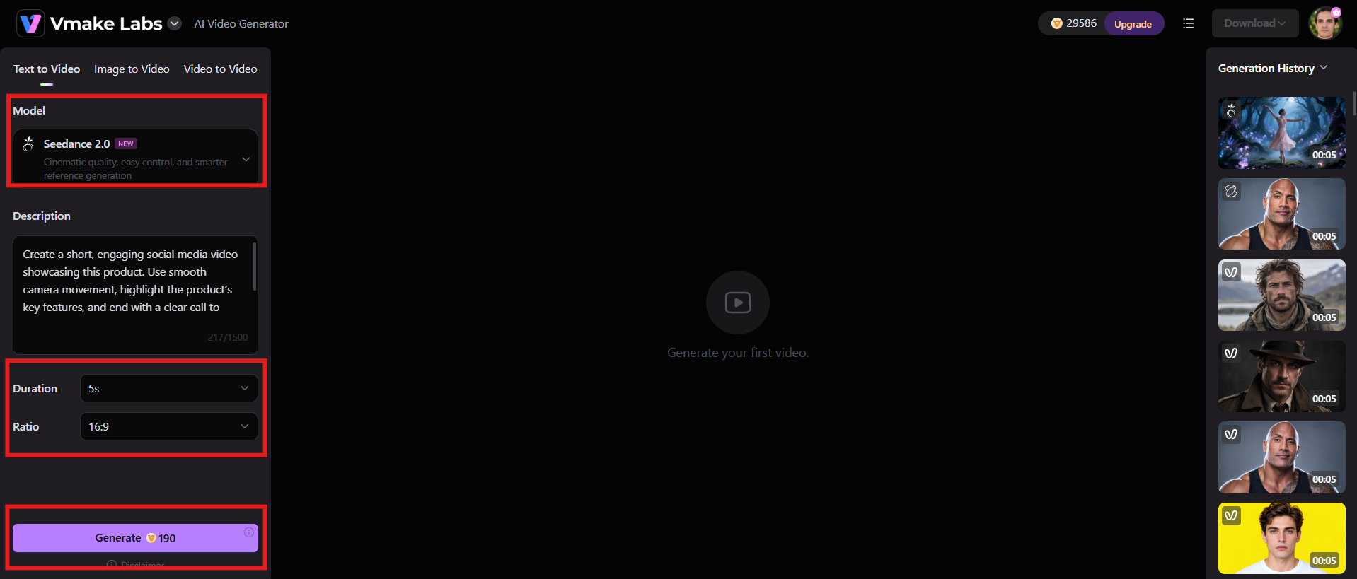 Generate your video