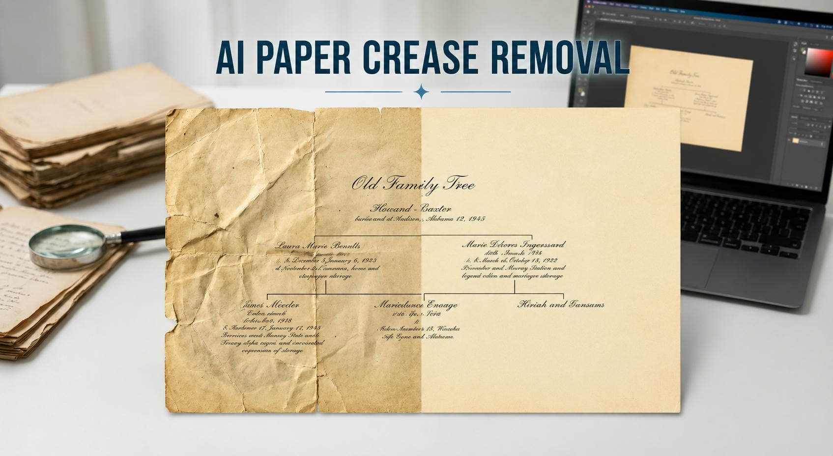 text AI Paper Crease Removal