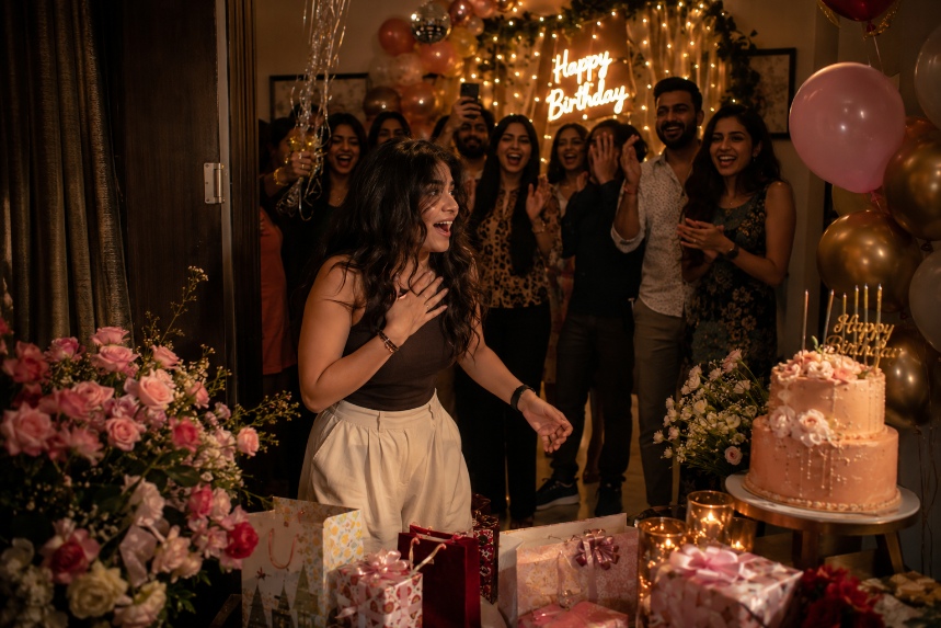 Birthday surprise party reveal