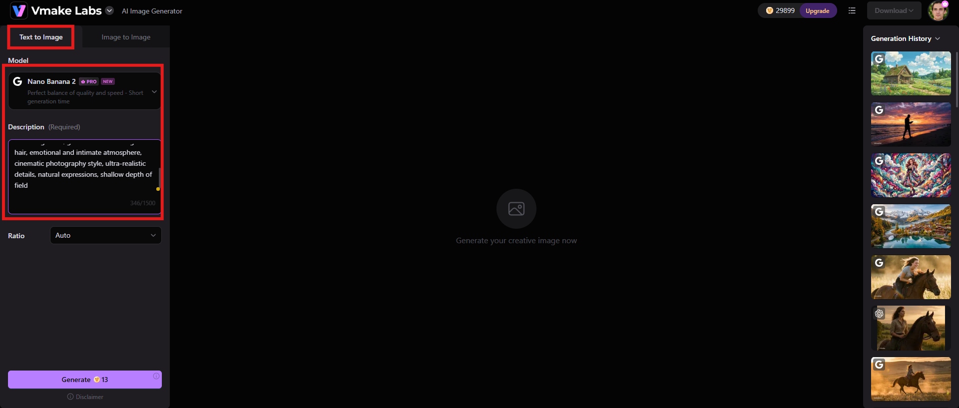 select the model and enter a prompt
