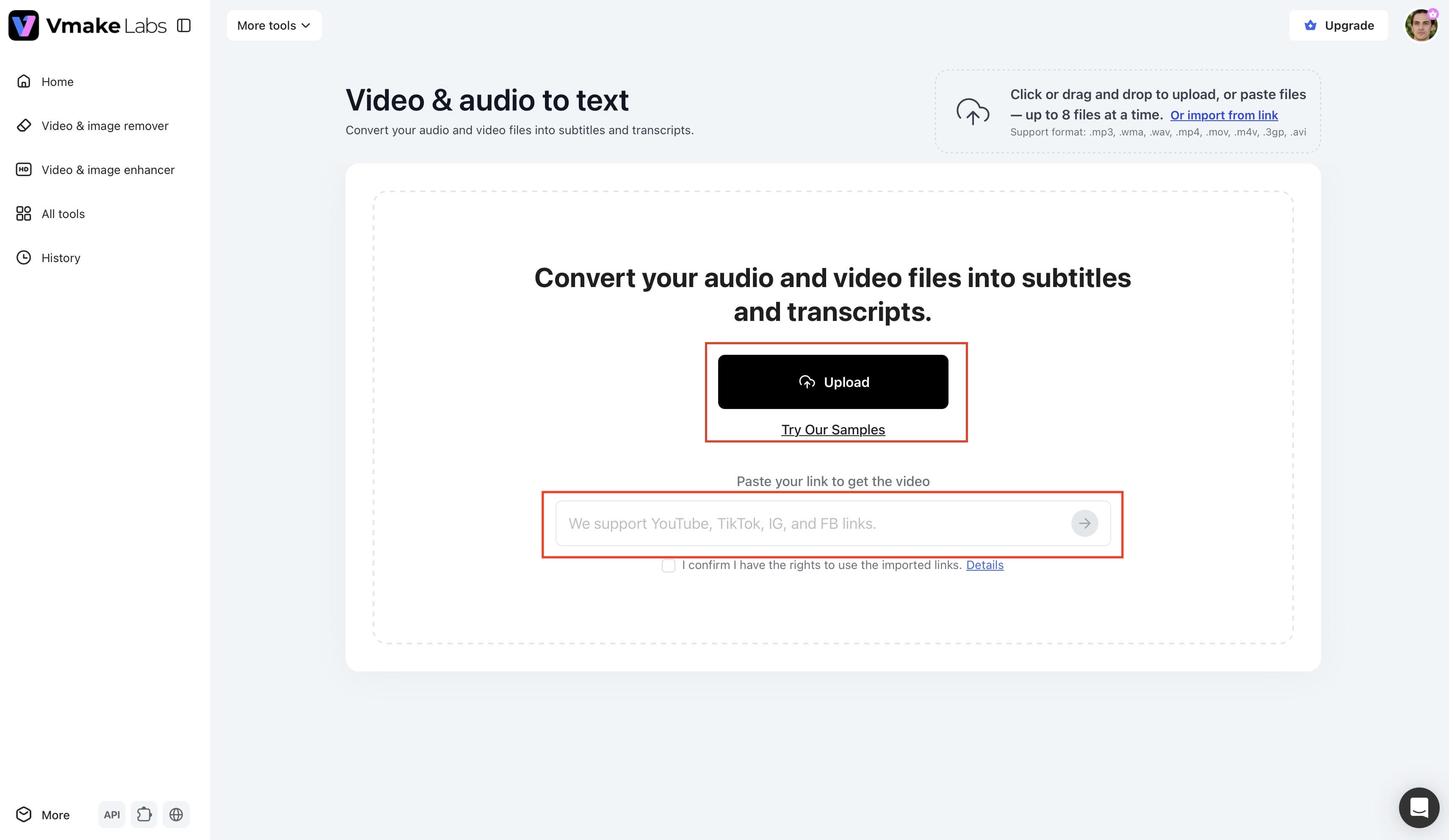 text Upload your podcast or paste a video link