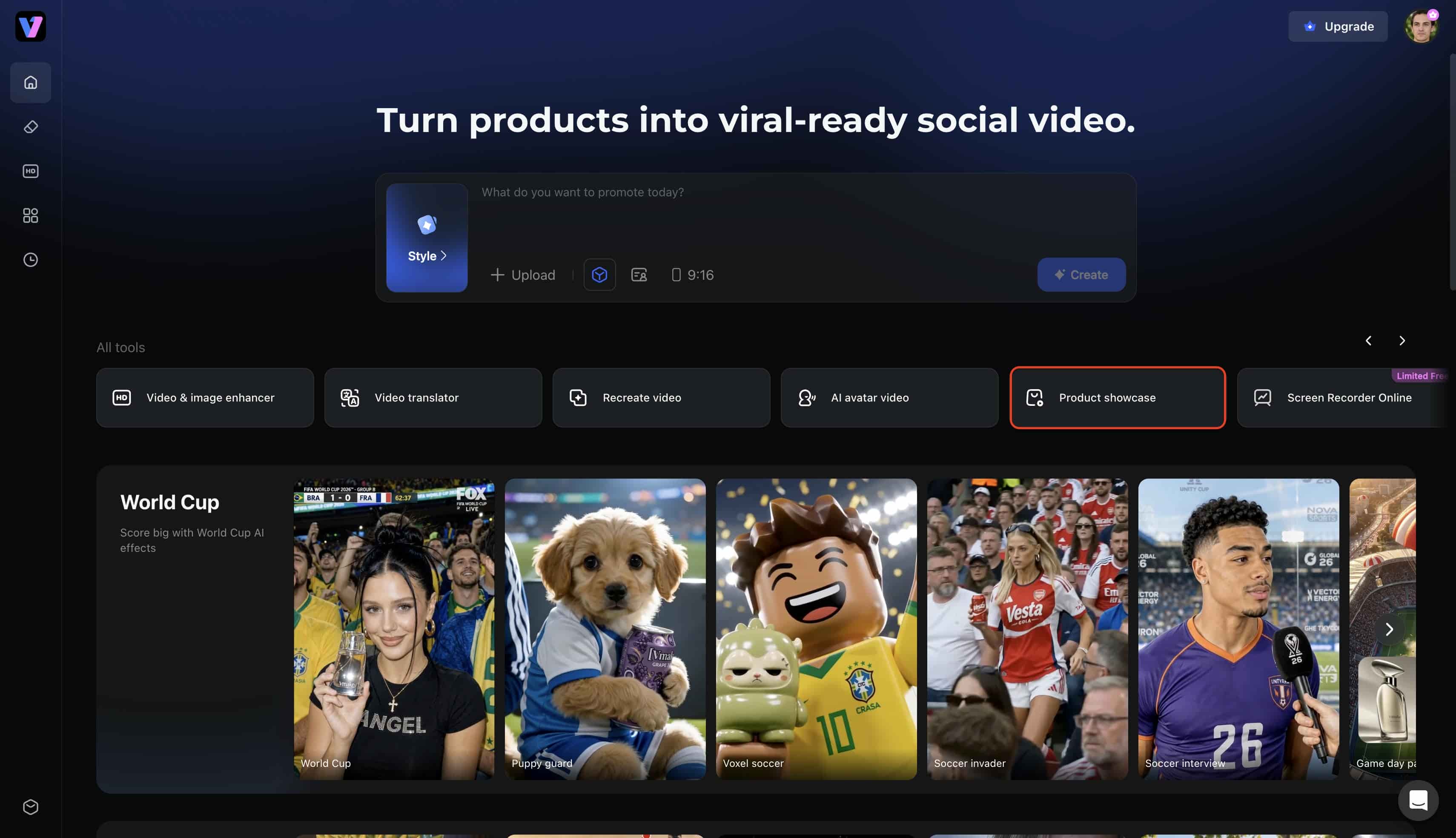 Choose the  Product showcase tool