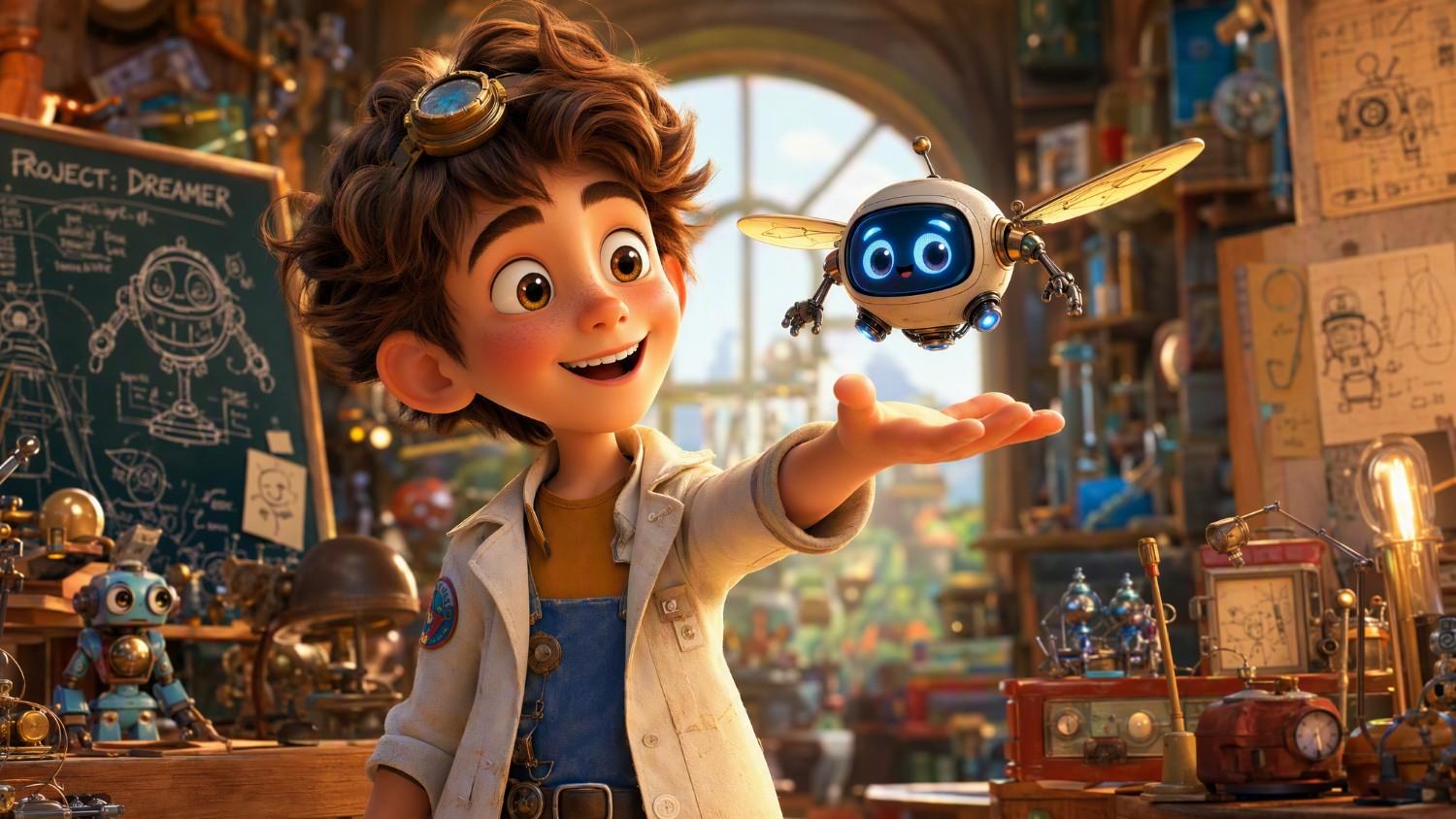 text Pixar-inspired 3D style