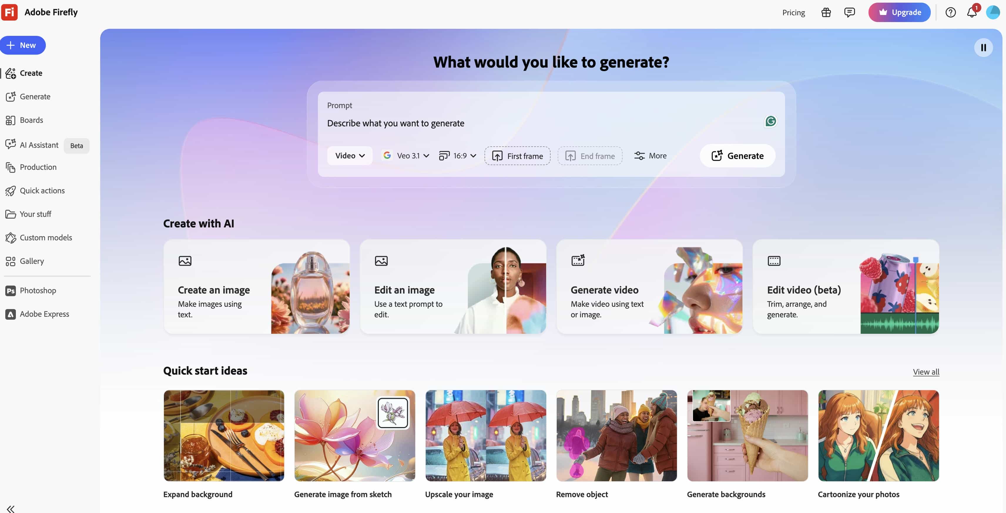 Step 1: Open Adobe Firefly Video Generator