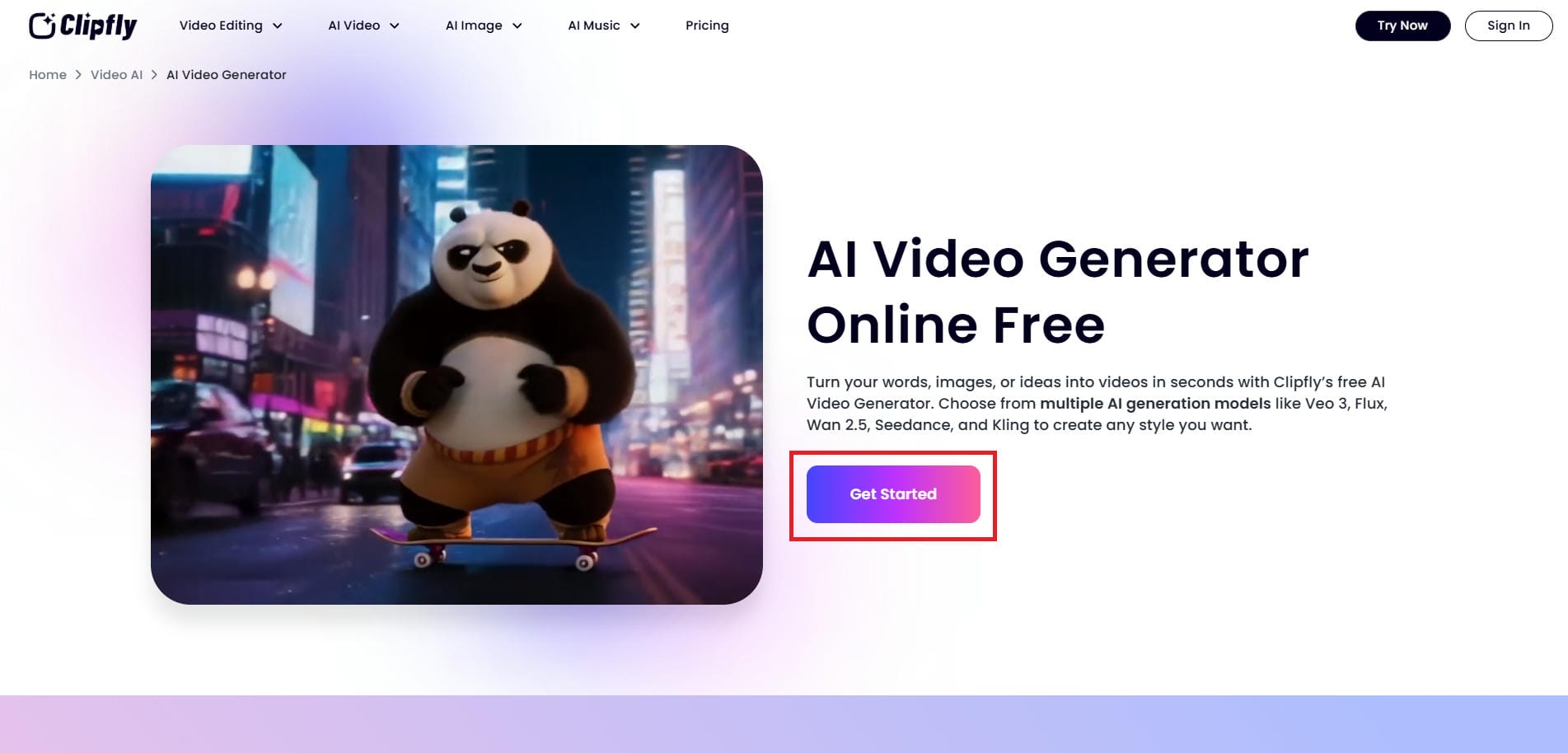 Clipfly AI anime video generator 