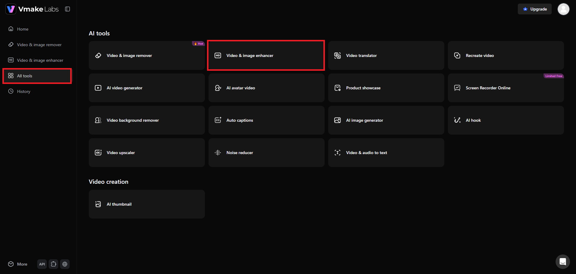 Select the video/image enhancer