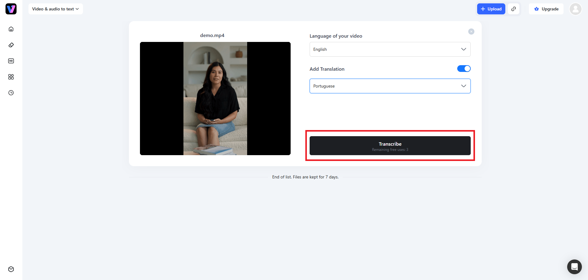 Transcribe and export