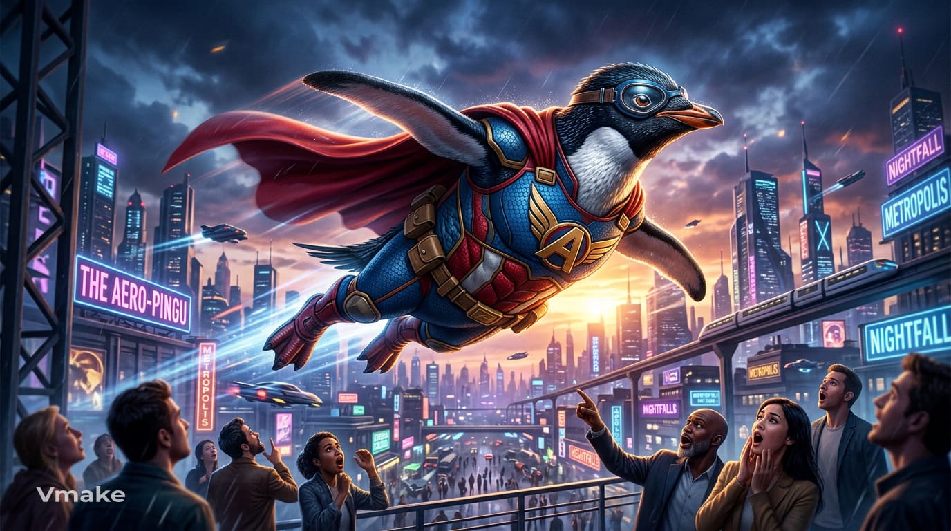 text Penguin Superhero Character