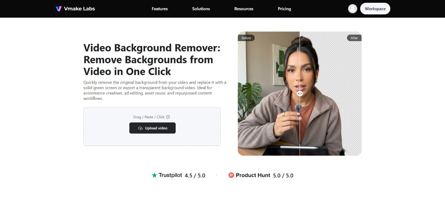 Vmake Labs' video background remover