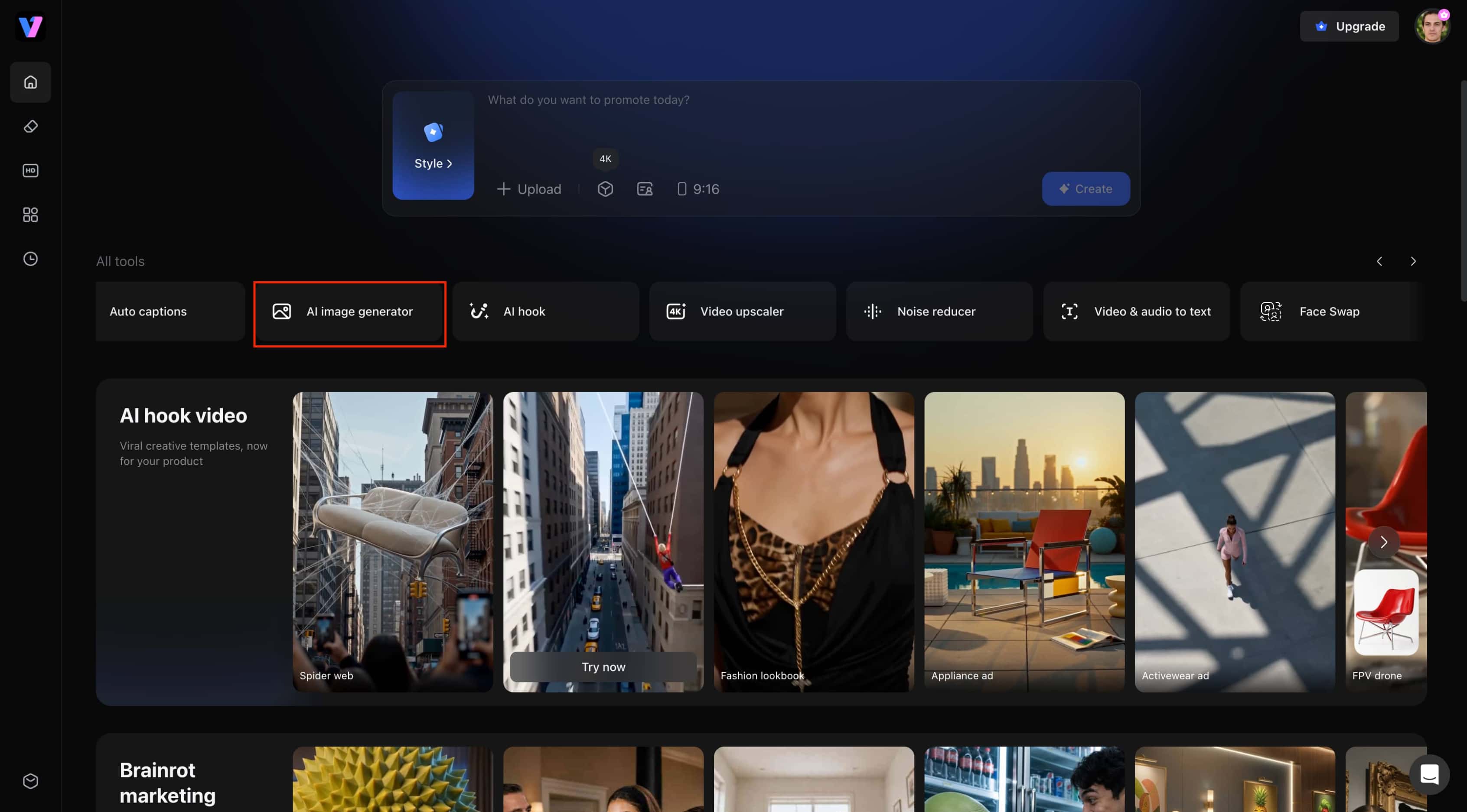 text Open the AI Image Generator