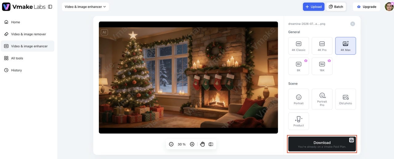 text Download your enhanced photos
