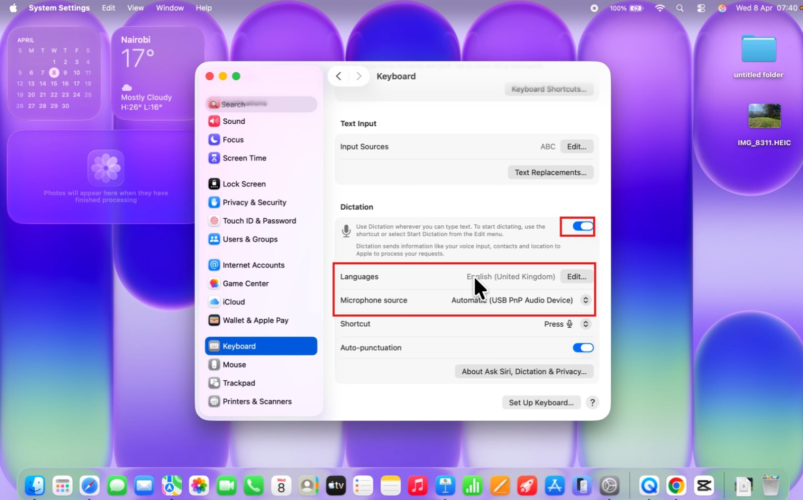 Enable Dictation
