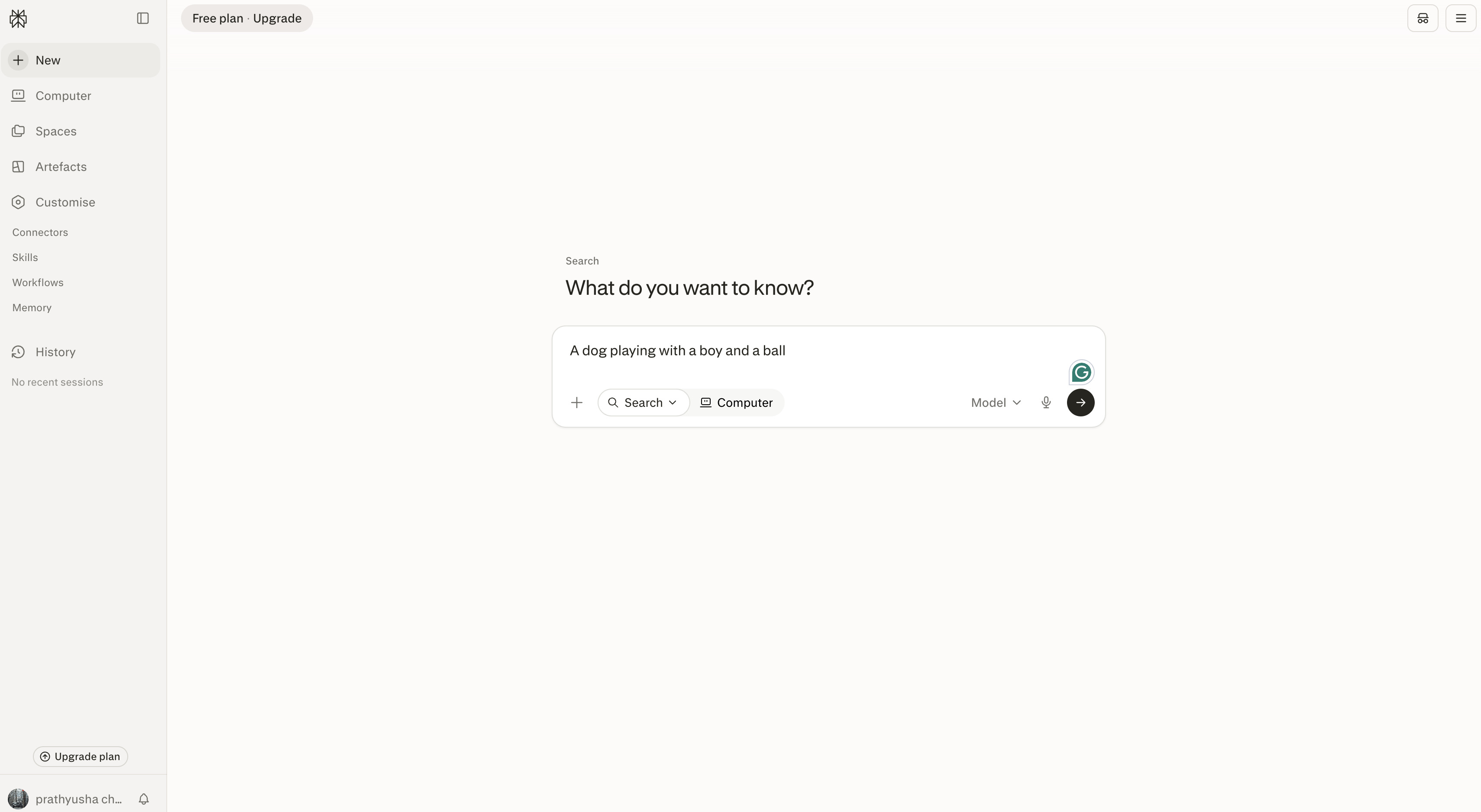 Open Perplexity and enter your image prompt