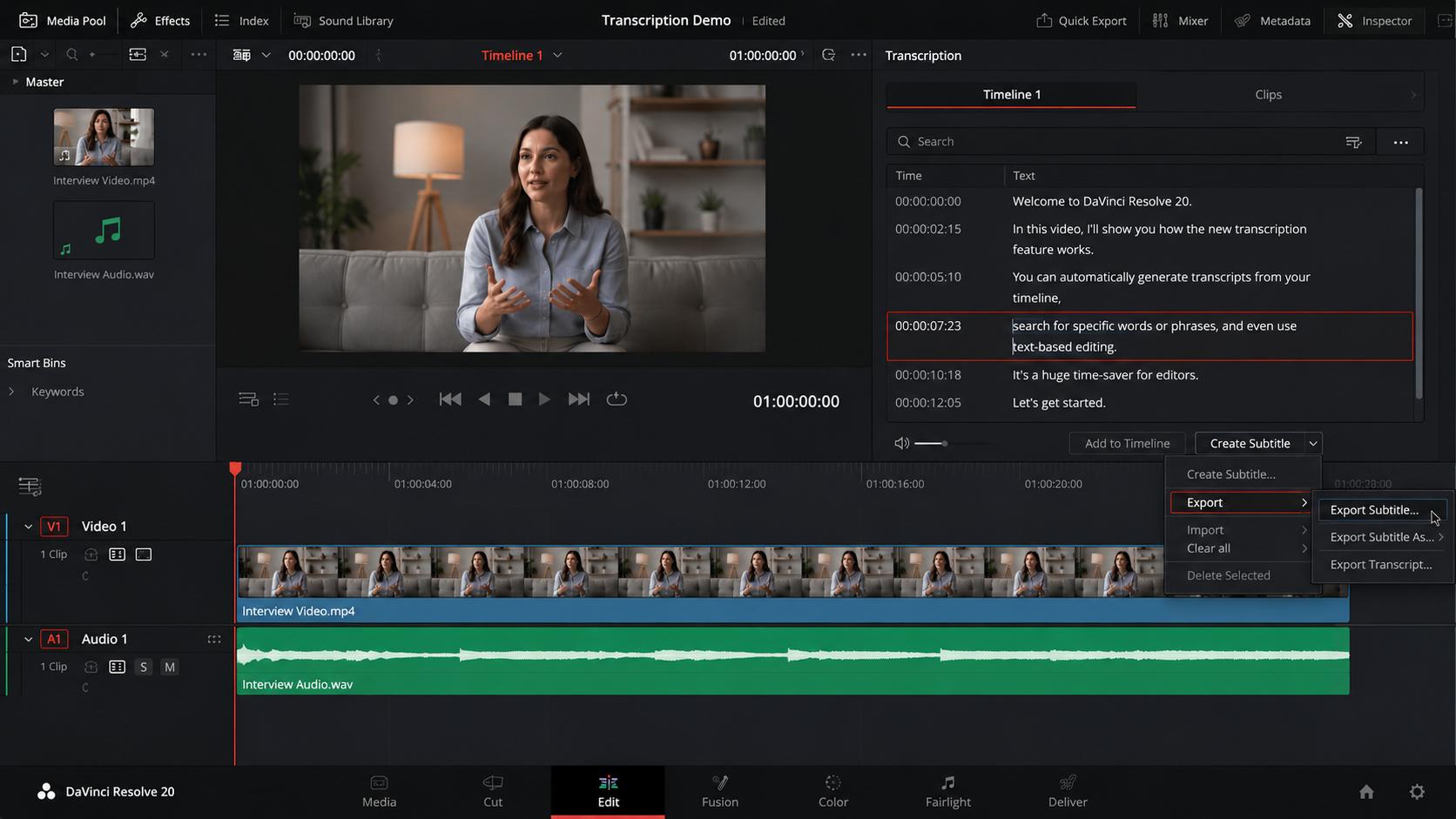 text Review, edit, and export subtitles or continue editing