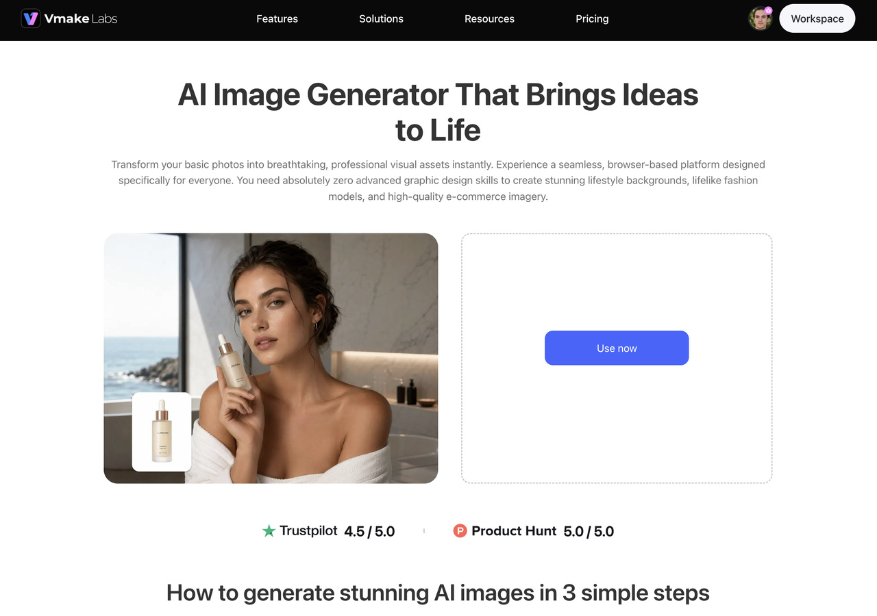 text Vmake Labs AI Image Generator