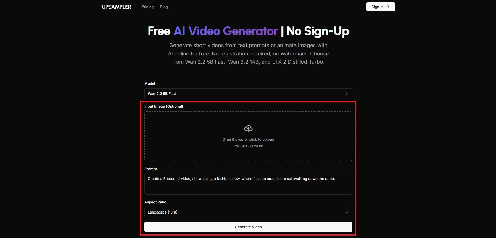 Enter your video generation prompt