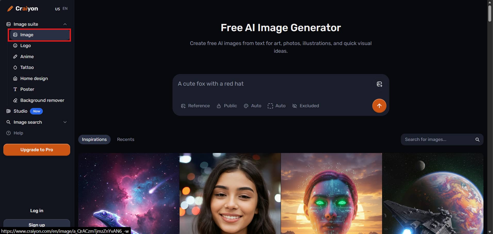 text Open the AI Image Generator